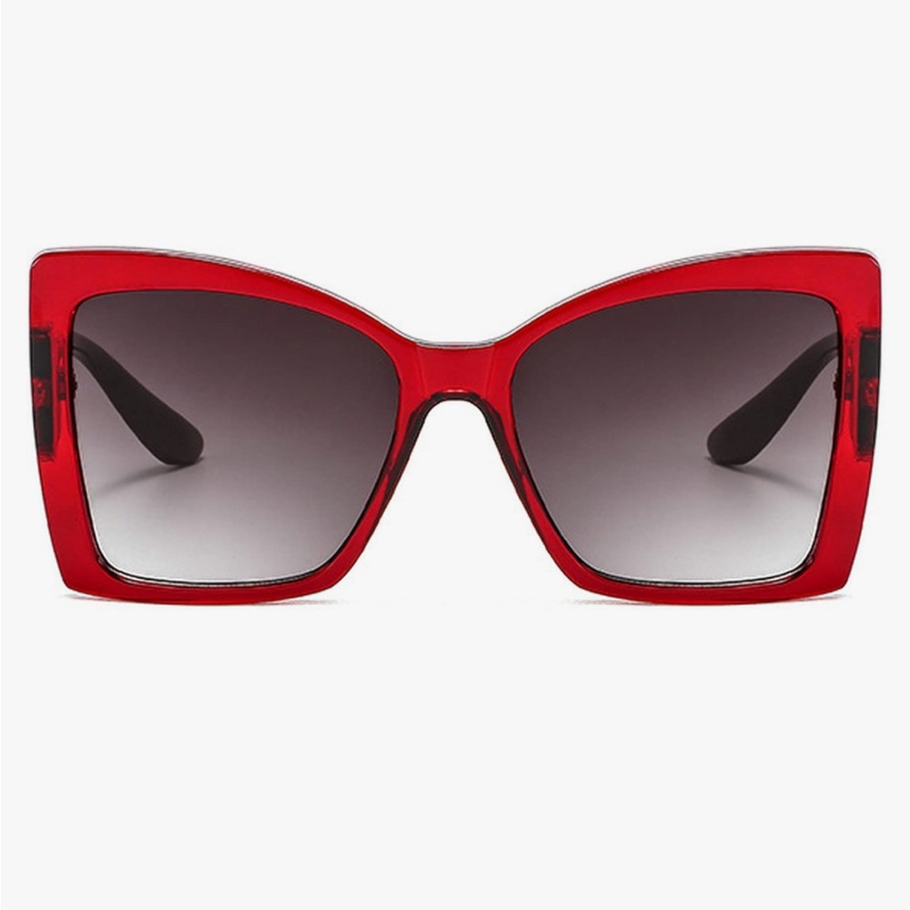 Trendy Jendy Polariser sunglasses red and gold, butterfly style, Oversize